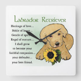 Heritage gele lab Puppy Gifts Vierkante Klok