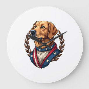 Heritage Golden Retriever Patriottische Vintage T- Grote Klok