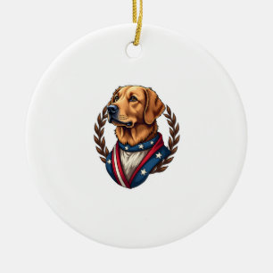 Heritage Golden Retriever Patriottische Vintage T- Keramisch Ornament