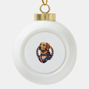 Heritage Golden Retriever Patriottische Vintage T- Keramische Bal Ornament