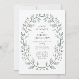 Heritage Green Leaf Botanical Classic Wedding Kaart