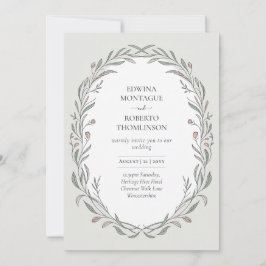 Heritage Hand Drawn Botanical Elegant Wedding Kaart