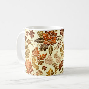Heritage Koper Warm Gouden Bloemendesign Koffiemok