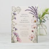 Heritage Lavender Meadow Wildflower Wedding Kaart (Staand voorkant)
