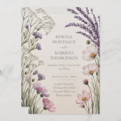 Heritage Lavender Meadow Wildflower Wedding Kaart (Voorkant / Achterkant)