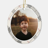 HERITAGE | Neutral Tartan Pattern Photo Keramisch Ornament (Links)