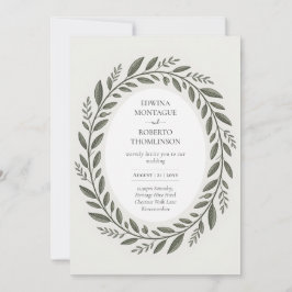 Heritage Olive Leaf Wreath Mediterranean Wedding Kaart