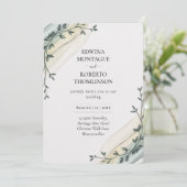 Heritage Olive Ribbon Minimalist Wedding Kaart (Staand voorkant)