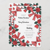 Heritage | Retro 1950s Rockabilly Red Rose Wedding Kaart (Voorkant / Achterkant)
