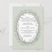 Heritage Sage Green Botanical Wreath Elegant Weddi Kaart (Achterkant)