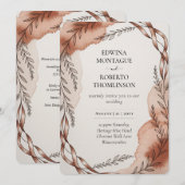 Heritage Terracotta Ribbon Botanical Wedding Kaart (Voorkant / Achterkant)
