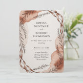 Heritage Terracotta Ribbon Botanical Wedding Kaart (Staand voorkant)