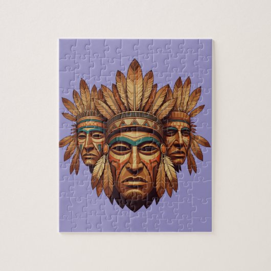 Heritage Tribal Mask Art - Symbolic Feathered Legpuzzel (Verticaal)