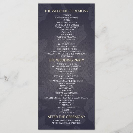 Herkaarprogramma's voor weduwen en straten van bra programmakaart (Achterkant)