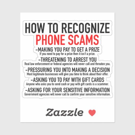 Herken telefoon oplichting - Scam Prevention List Sticker (Vel)
