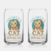 Herkenbare "Hard werken voor mijn kat" humor Blikvorm Glas (Achterkant)