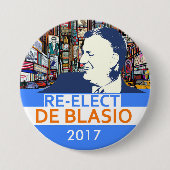 Herkozen Bill de Blasio 2017 Ronde Button 7,6 Cm (Voorkant)