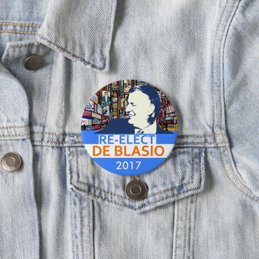 Herkozen Bill de Blasio 2017 Ronde Button 7,6 Cm (In situ)