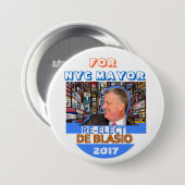 Herkozen Bill de Blasio Mayor in 2017 Ronde Button 7,6 Cm (Voorkant /achterkant)