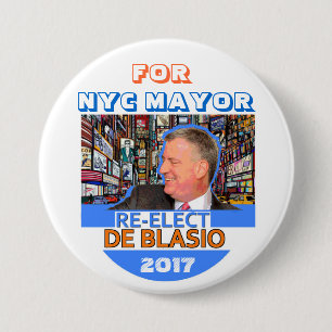 Herkozen Bill de Blasio Mayor in 2017 Ronde Button 7,6 Cm