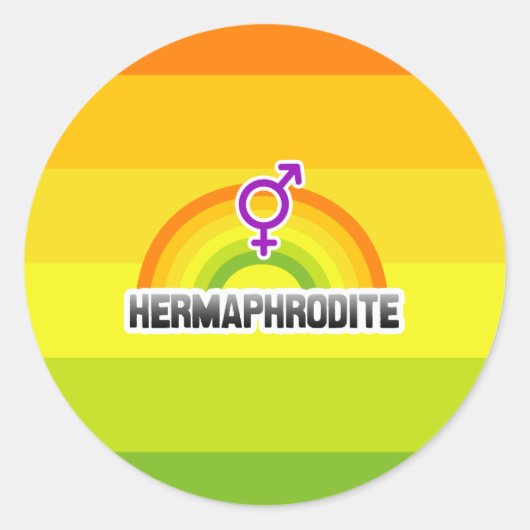 HERMAFRODIET REGENBOOG RONDE STICKER (Voorkant)