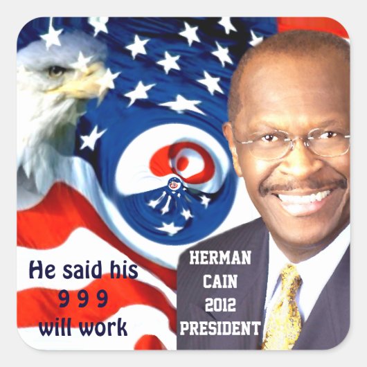 Herman Cain 2012 Vierkante Sticker (Voorkant)