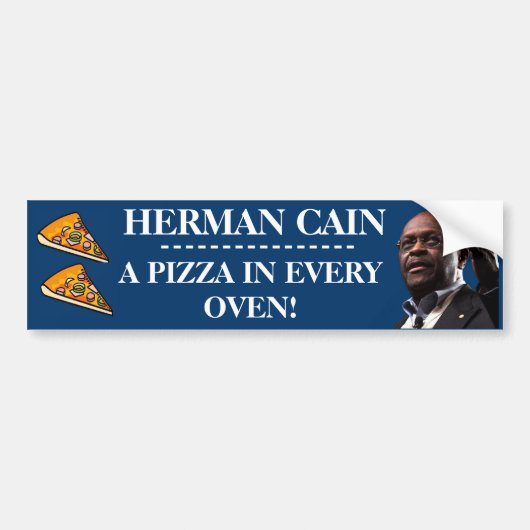 Herman Cain: Een pizza op elke Oven-Blauwe achterg Bumpersticker (Voorkant)
