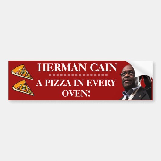 Herman Cain: Een pizza op elke Oven-Rode achtergro Bumpersticker (Voorkant)