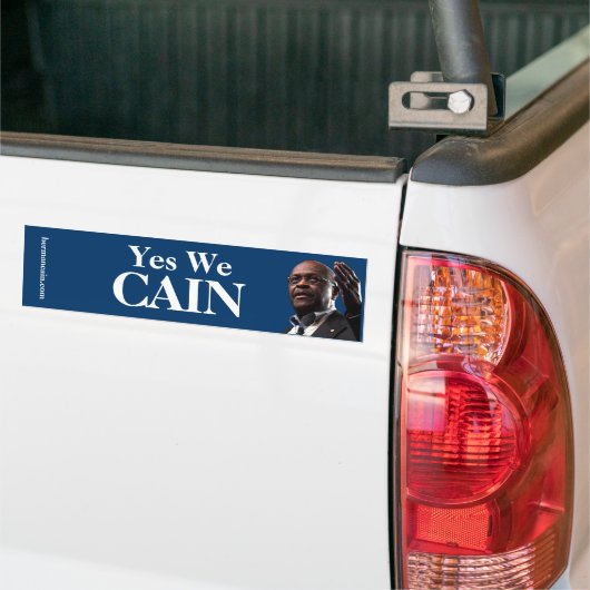 Herman Cain: Ja, we hebben een blauwe achtergrond Bumpersticker (Op Truck)