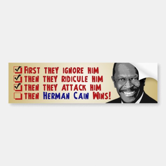 Herman Cain voor President 2012 Bumpersticker (Voorkant)