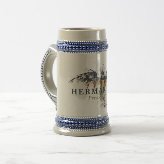 Herman Cain voor President Beer Stein Bierpul (Voorkant links)