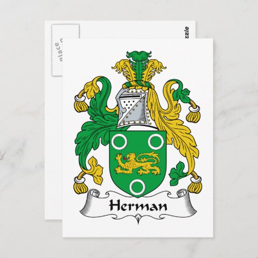 Herman Family Crest Briefkaart (Voorkant / Achterkant)