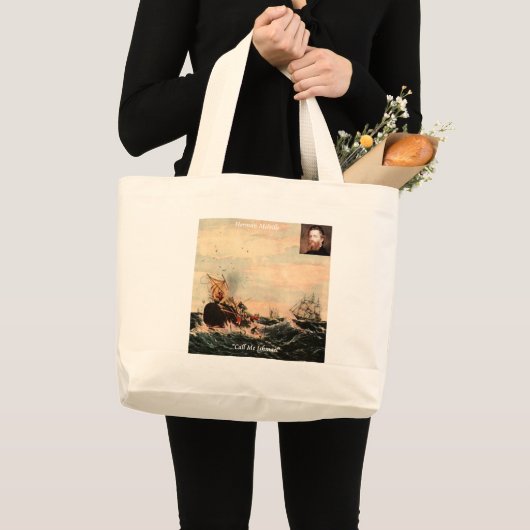 Herman Melville belde me op Ishmael Quote Grote Tote Bag (Voorkant (product))