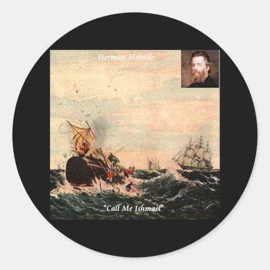 Herman Melville belde me op Ishmael Quote Ronde Sticker (Voorkant)