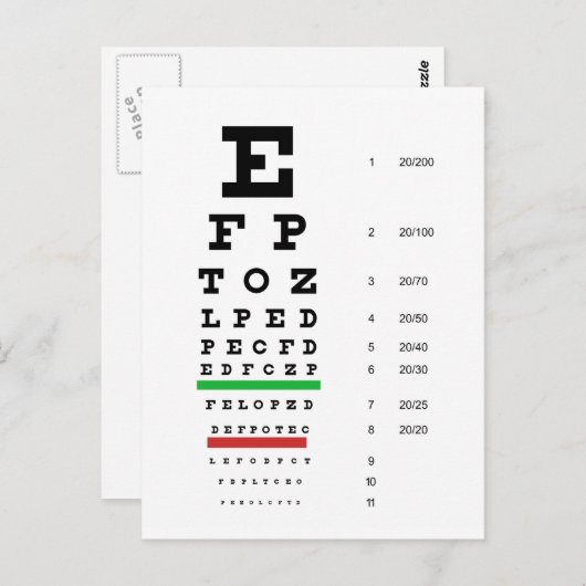 Herman Snellen Eye Chart voor schatting van gezich Briefkaart (Voorkant / Achterkant)