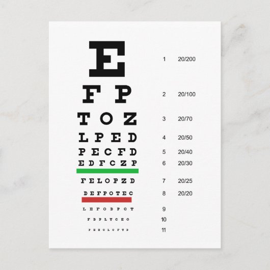 Herman Snellen Eye Chart voor schatting van gezich Briefkaart (Voorkant)