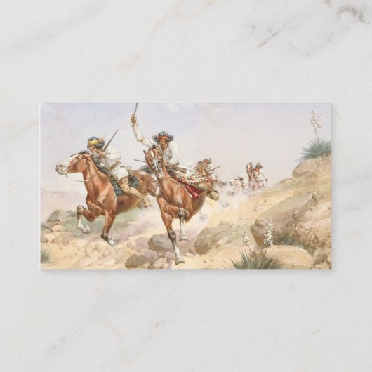 Herman W Hansen Apache Indianen te paard Visitekaartje (Achterkant)