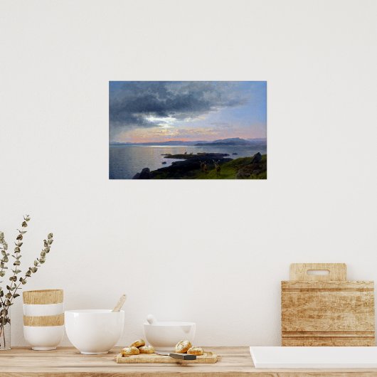 Hermann Herzog Twilight over een meer Poster (Keuken)