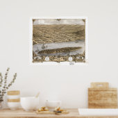 Hermann Missouri 1869 Antiek Panorama Poster (Keuken)