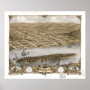 Hermann Missouri 1869 Antiek Panorama Poster