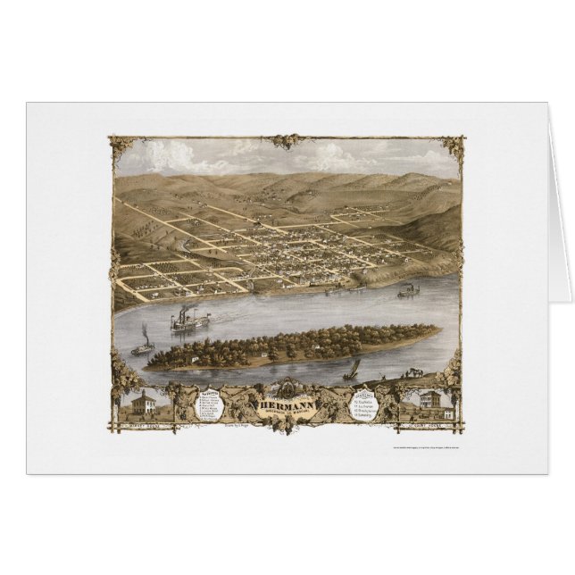 Hermann, MO Panoramic Map - 1869 (Voorkant Horizontaal)