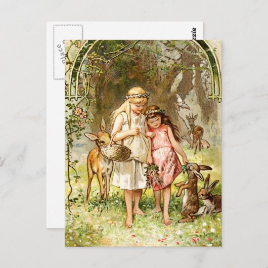 Hermann Vogel - Snow White en Roos Red Briefkaart (Voorkant / Achterkant)