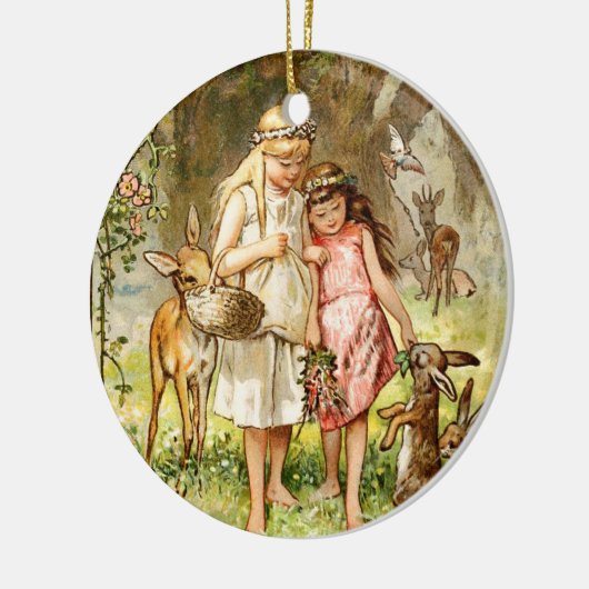 Hermann Vogel - Snow White en Roos Red Keramisch Ornament (Links)