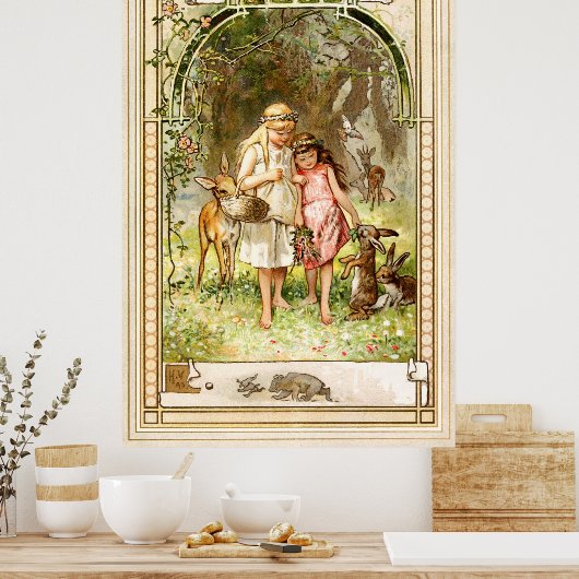 Hermann Vogel - Snow White en Roos Red Poster (Keuken)