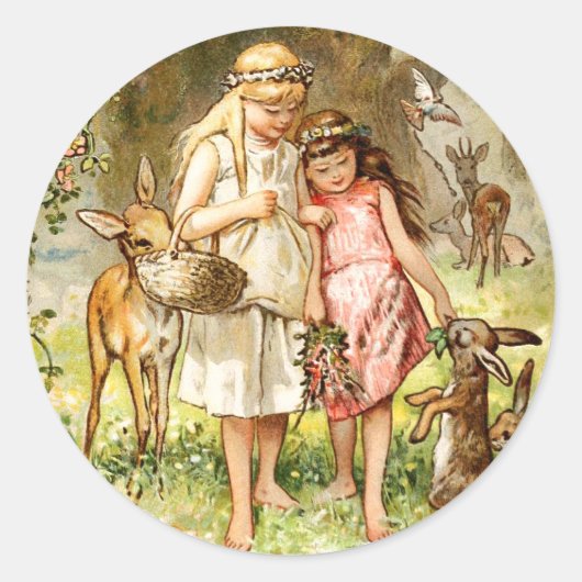 Hermann Vogel - Snow White en Roos Red Ronde Sticker (Voorkant)