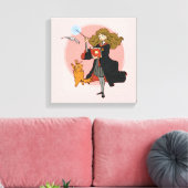 Hermelien en Crookshanks Wingardium Leviosa Canvas Afdruk (Insitu (Woonkamer))