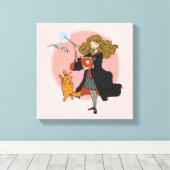 Hermelien en Crookshanks Wingardium Leviosa Canvas Afdruk (Insitu (Houten vloer))