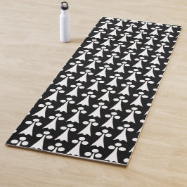 Hermelijnpatroon, Middeleeuws Patroon, Wit op Zwar Yogamat