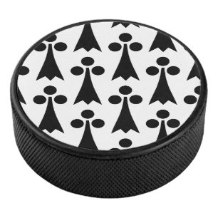 Hermelijnpatroon, Middeleeuws Patroon, Zwart op Wi Hockey Puck