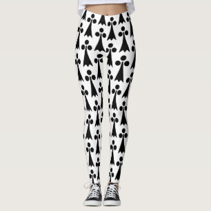 Hermelijnpatroon, Middeleeuws Patroon, Zwart op Wi Leggings